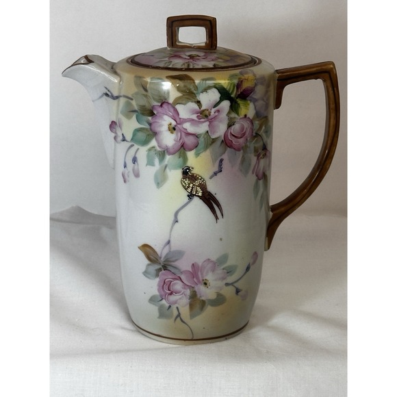 Antique Nippon Chocolate‎ Pot Handpainted Gold Embossing Rare Late 1800's - Picture 3 of 15